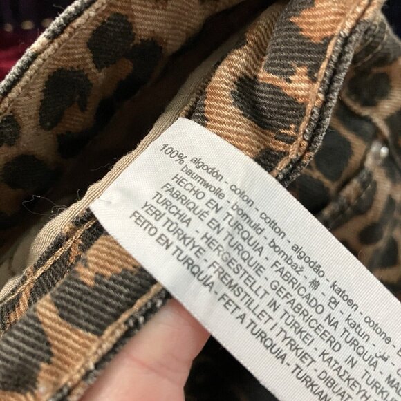 Zara Animal Print Jeans Womens 00 Wide Leg Raw Hem Leopard Cheetah - Picture 6 of 10